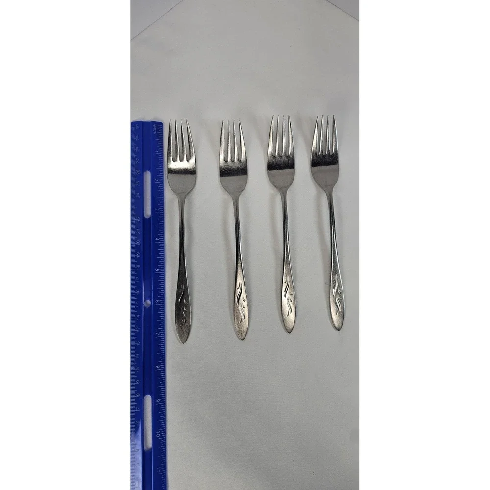 Oneida Ember Glow‎ Stainless Steel Dinner Forks Set of 4 Floral Flatware